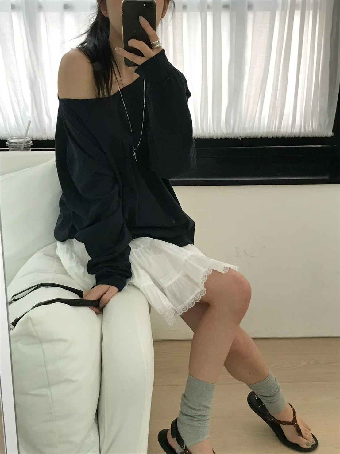 B91.小V家可露肩船領薄TEE