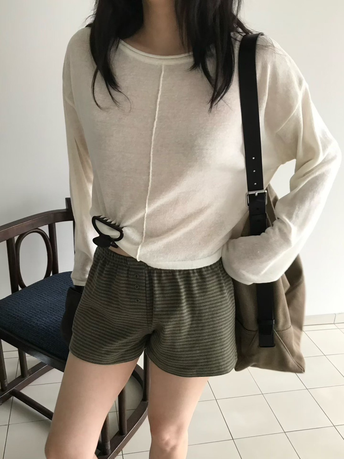 B88.小V家中心線卷邊薄針織