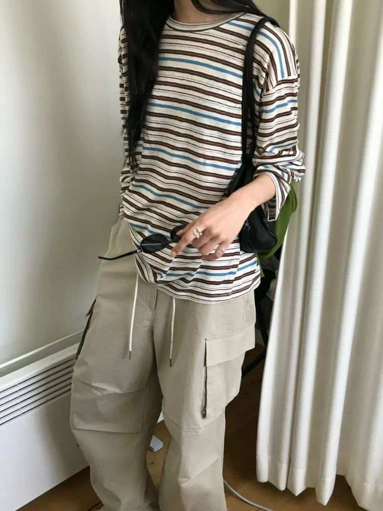 B94.小V家柔軟彩色條紋TEE