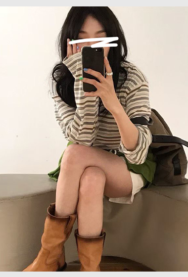 B94.小V家柔軟彩色條紋TEE