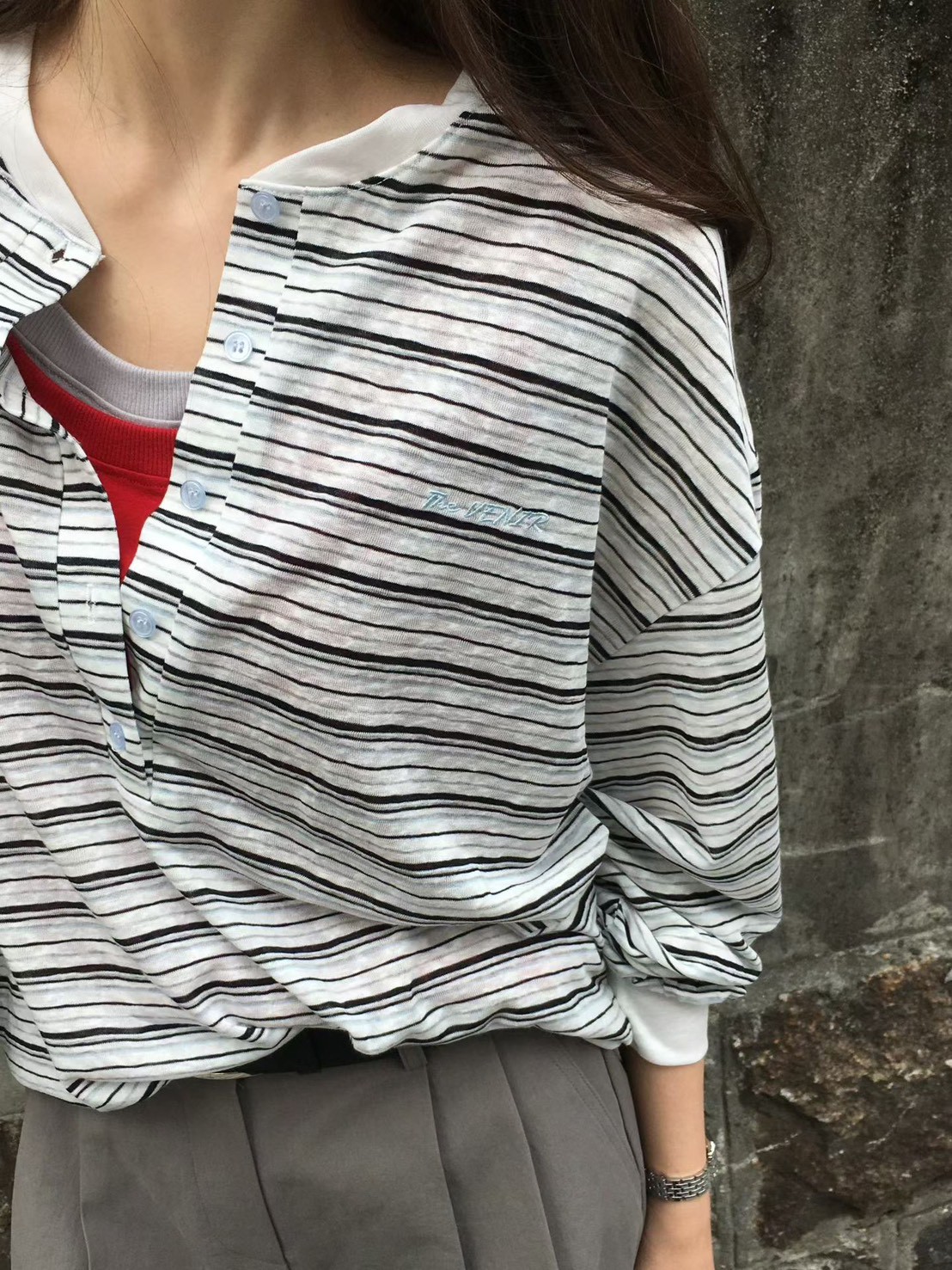B33.櫥窗家復古糖果條紋TEE