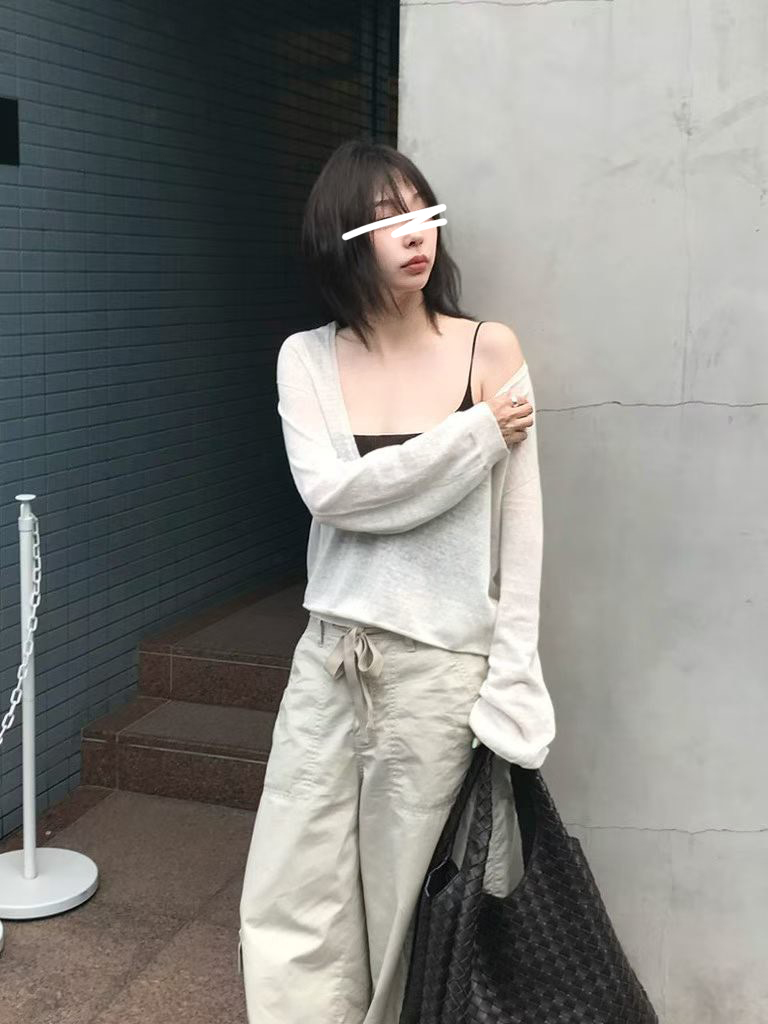 B119.小V家薄透針織V領罩衫
