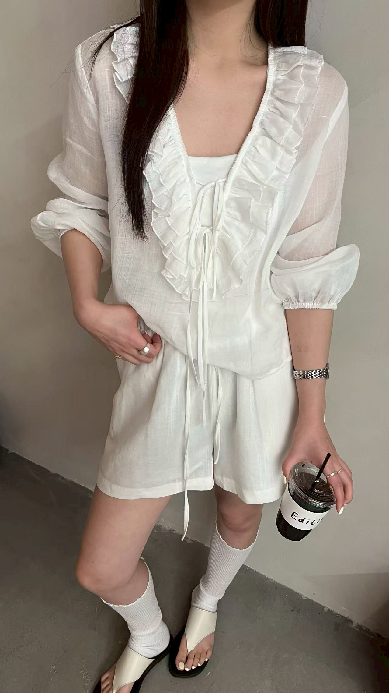 B26.小奢華荷葉領上衣