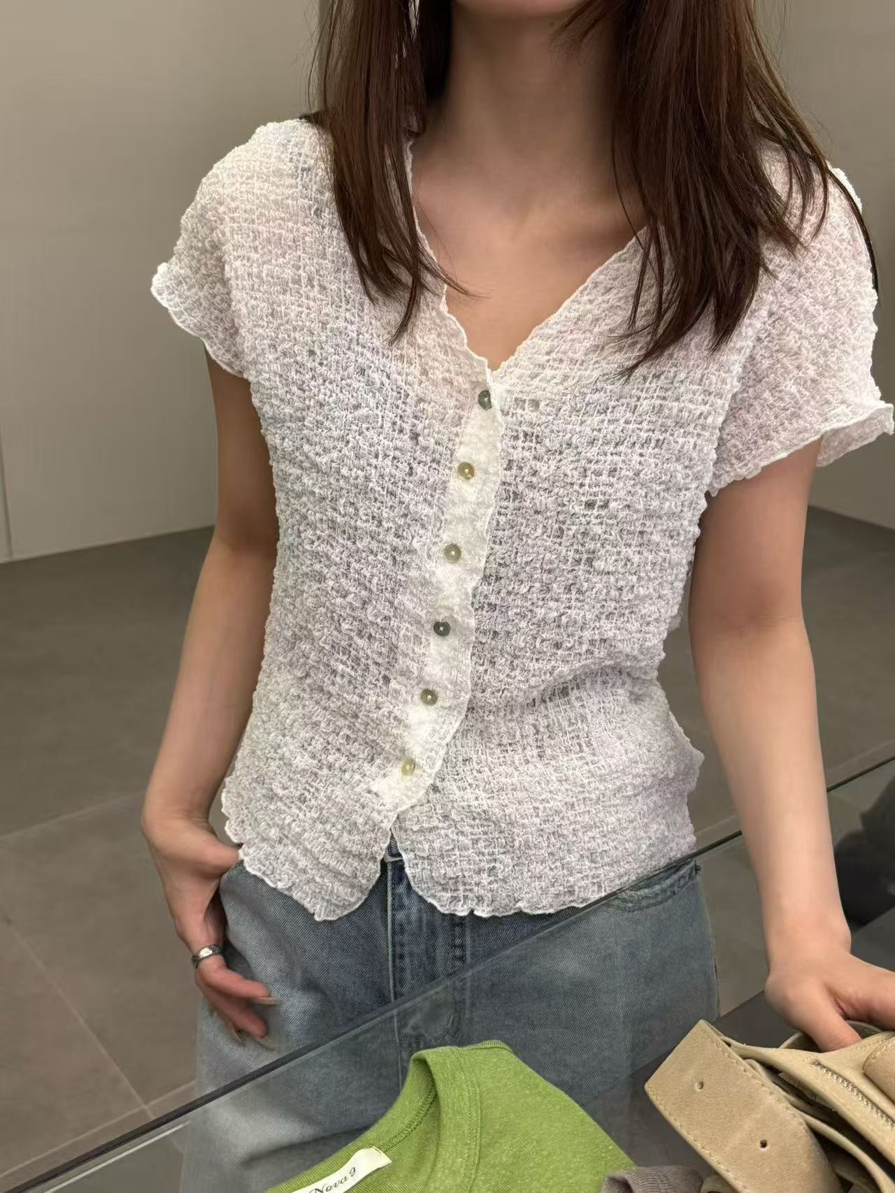 B37.溫柔女孩皺皺上衣