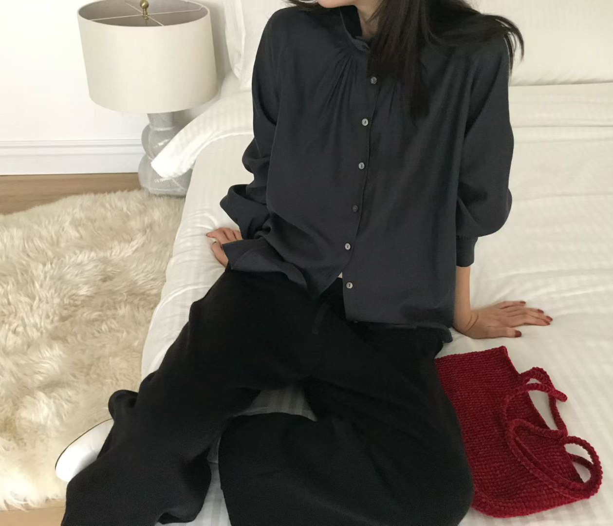 A03.小V家簡約宮廷立領襯衫