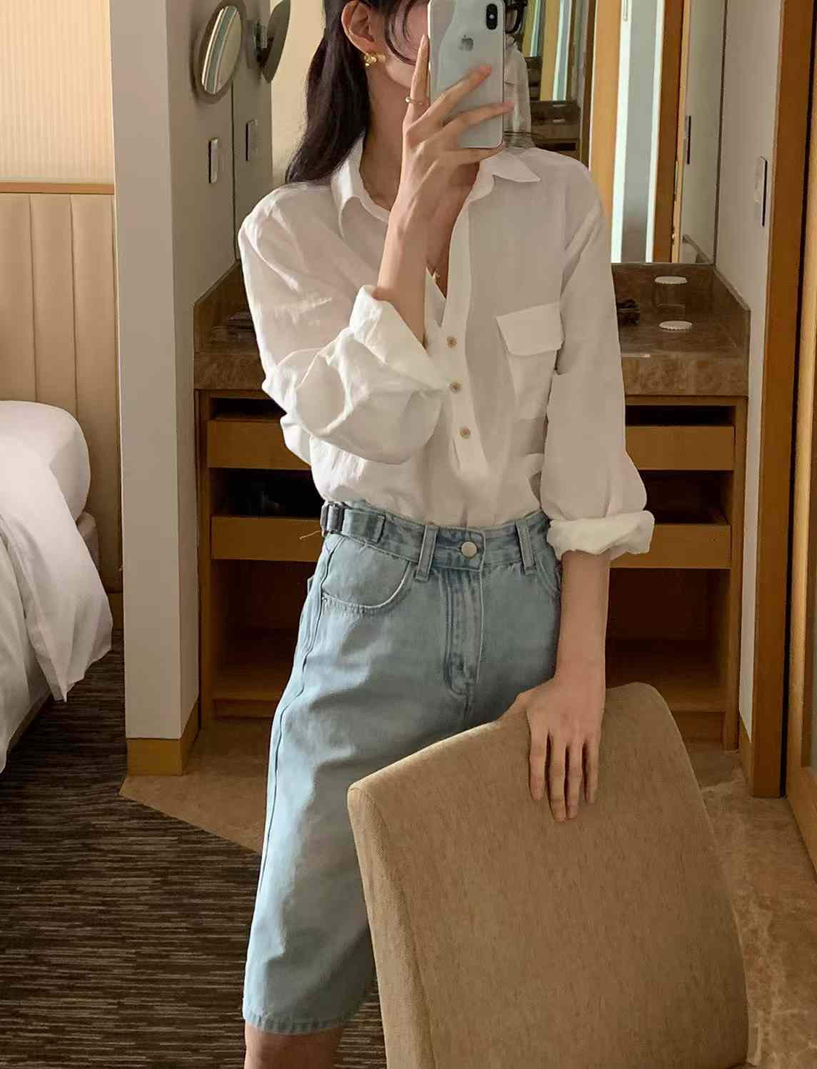 A05.亮麗亞麻口袋造型襯衫