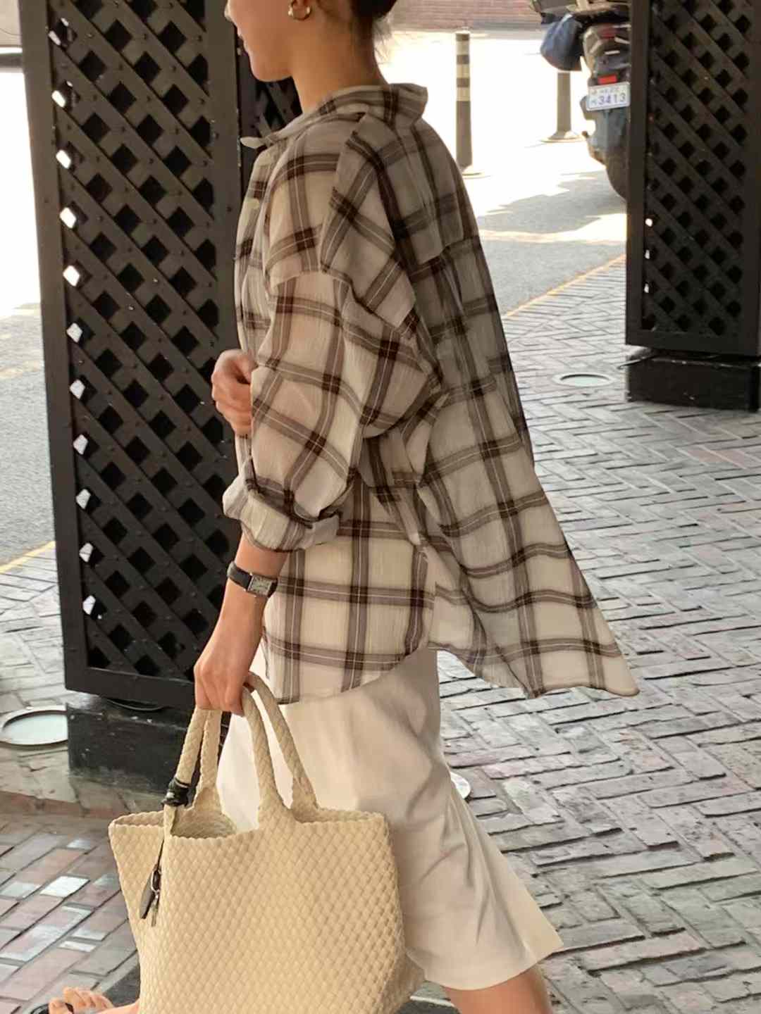 A73.大地格紋微透襯衫