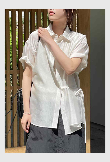 A41.瘦瘦歐膩POLY造型綁帶襯衫