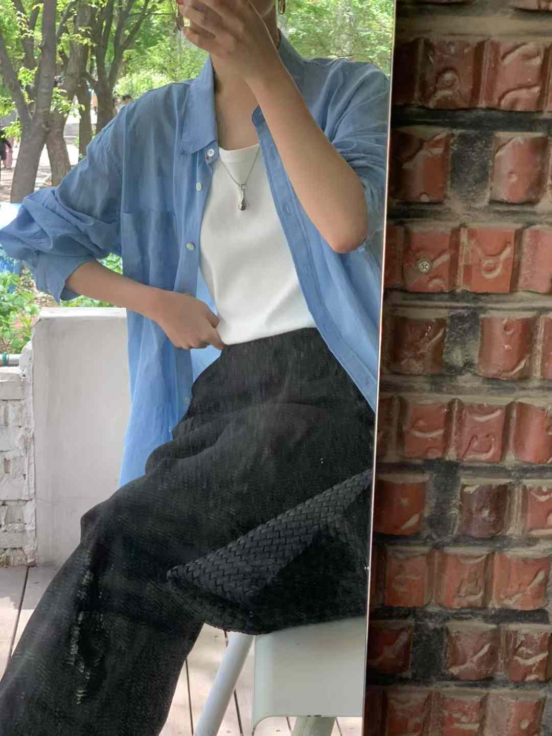 清爽家氣質柔色薄棉襯衫