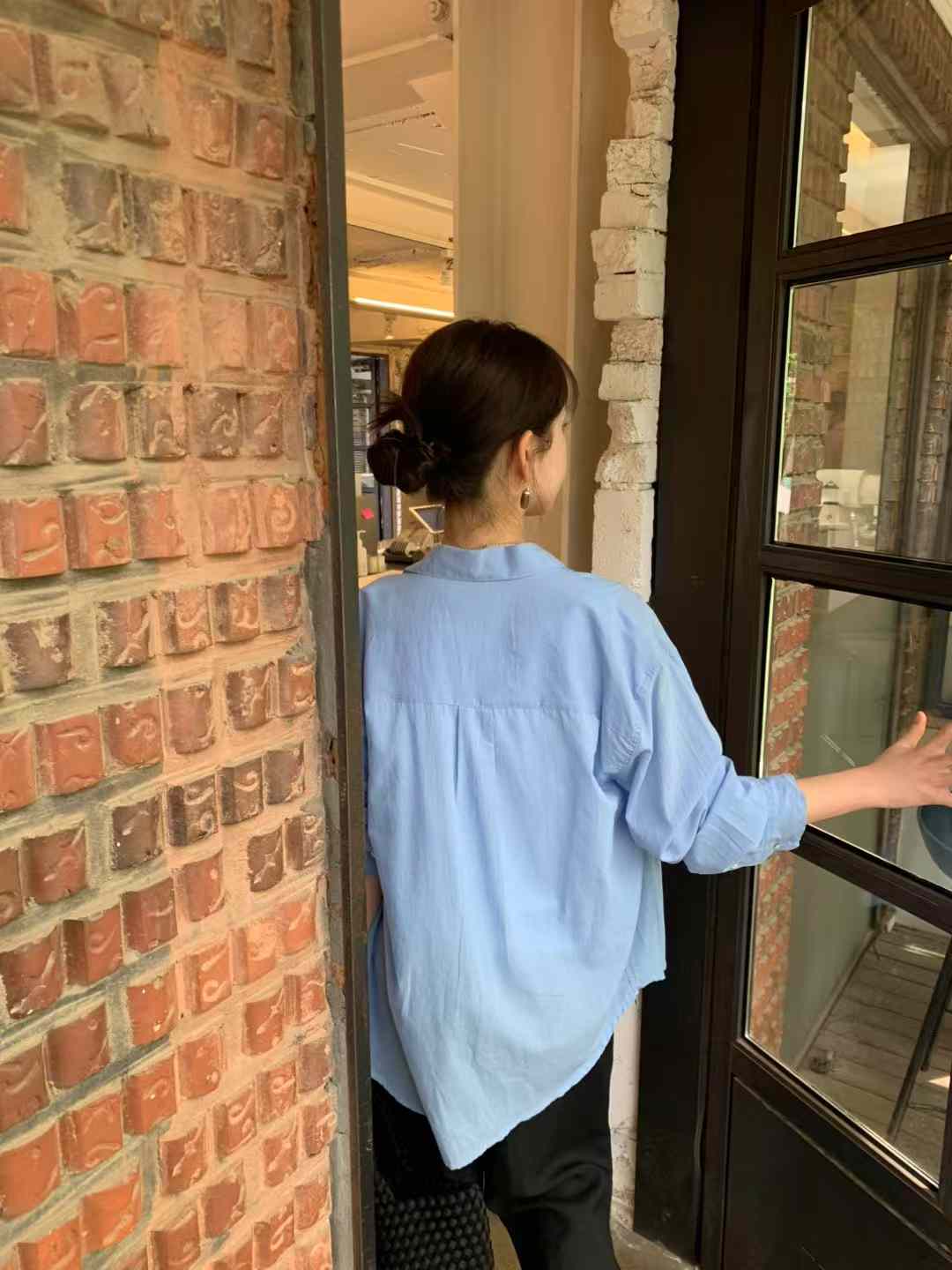 清爽家氣質柔色薄棉襯衫