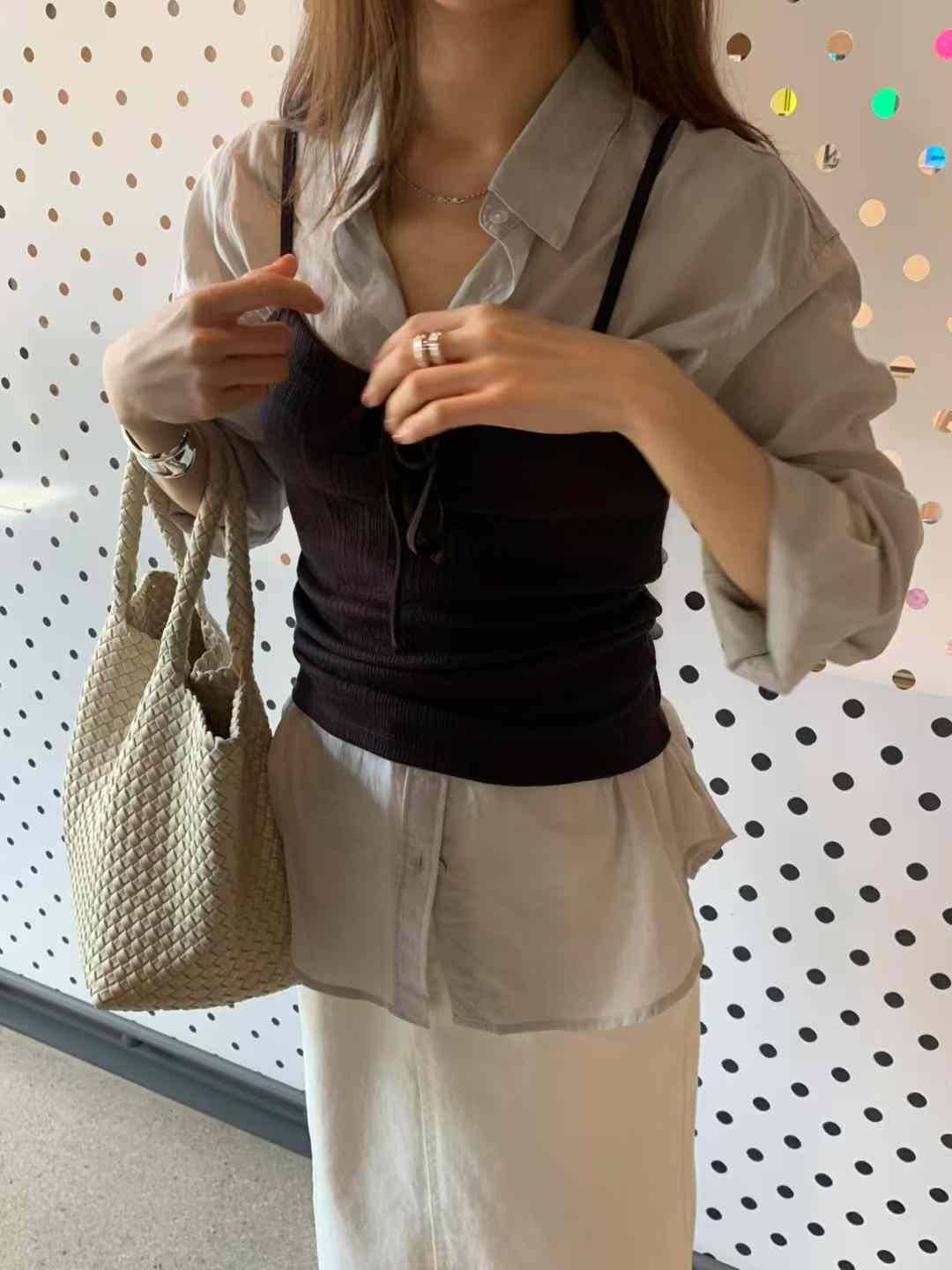 清爽家氣質柔色薄棉襯衫