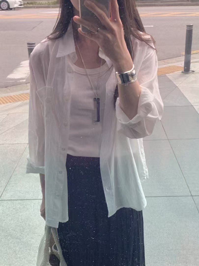 清爽家氣質柔色薄棉襯衫