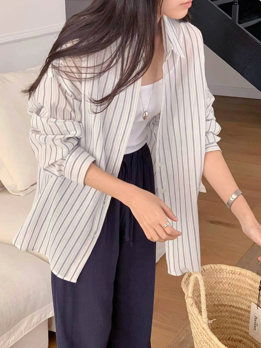 A12.清新女孩造型條紋襯衫