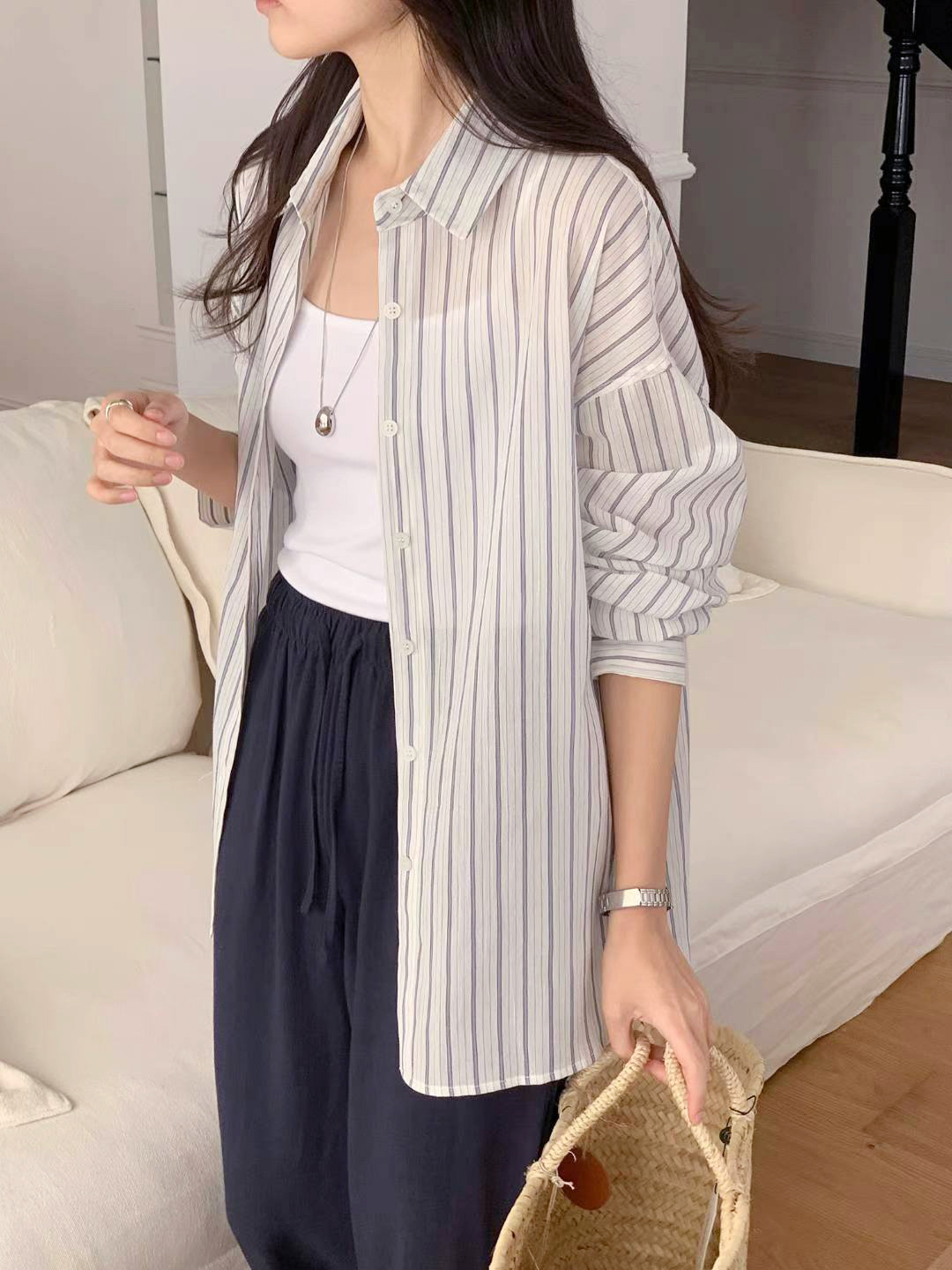 A12.清新女孩造型條紋襯衫