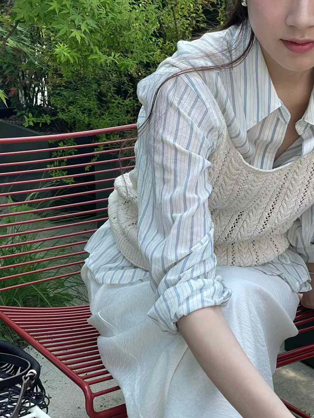 A46.瘦瘦歐膩時尚直條紋襯衫
