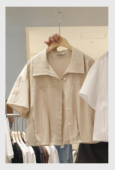 B48.小臉歐逆俏麗澎袖襯衫外套
