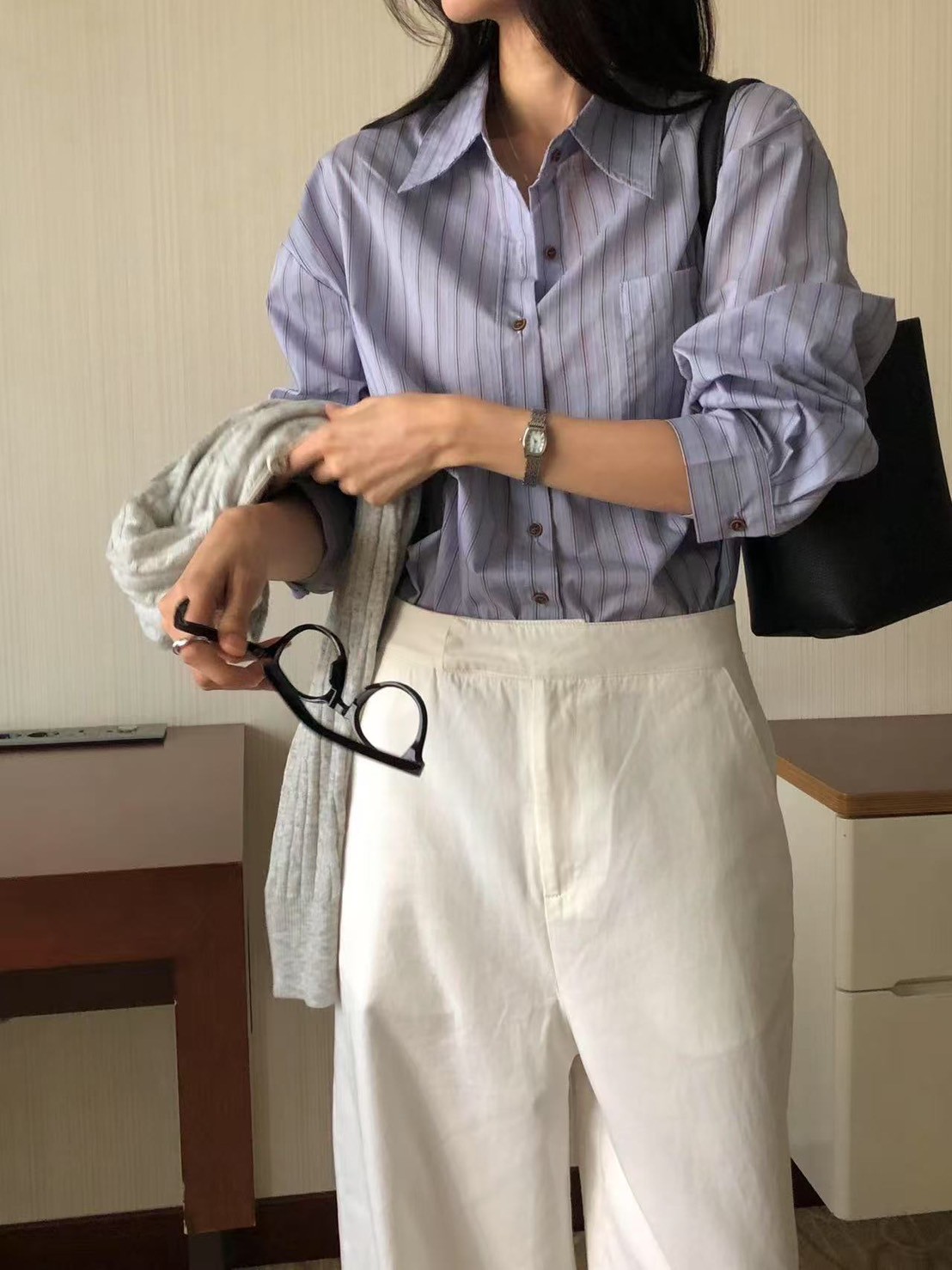 A15.韓國氣質特色條紋襯衫