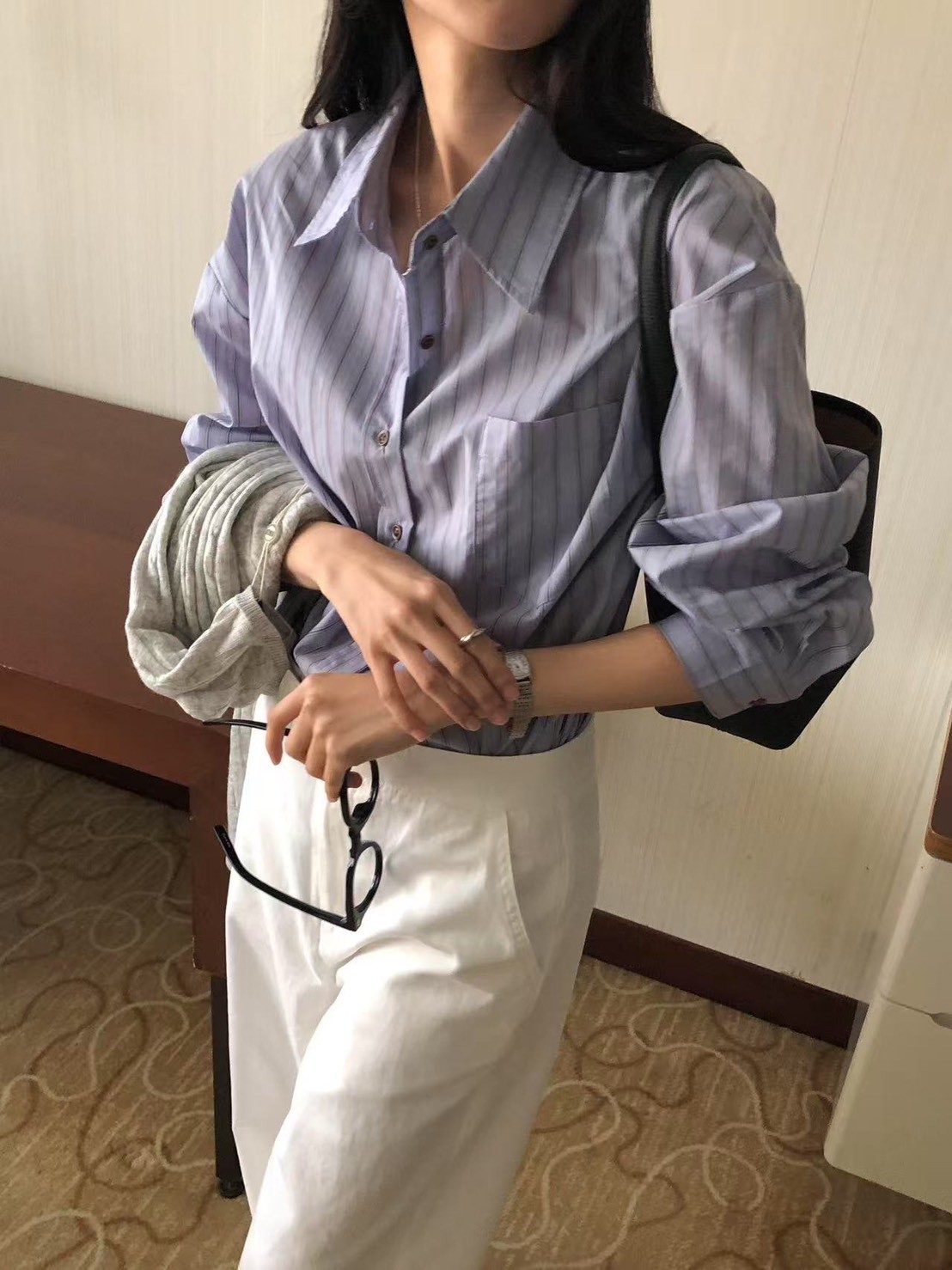 A15.韓國氣質特色條紋襯衫