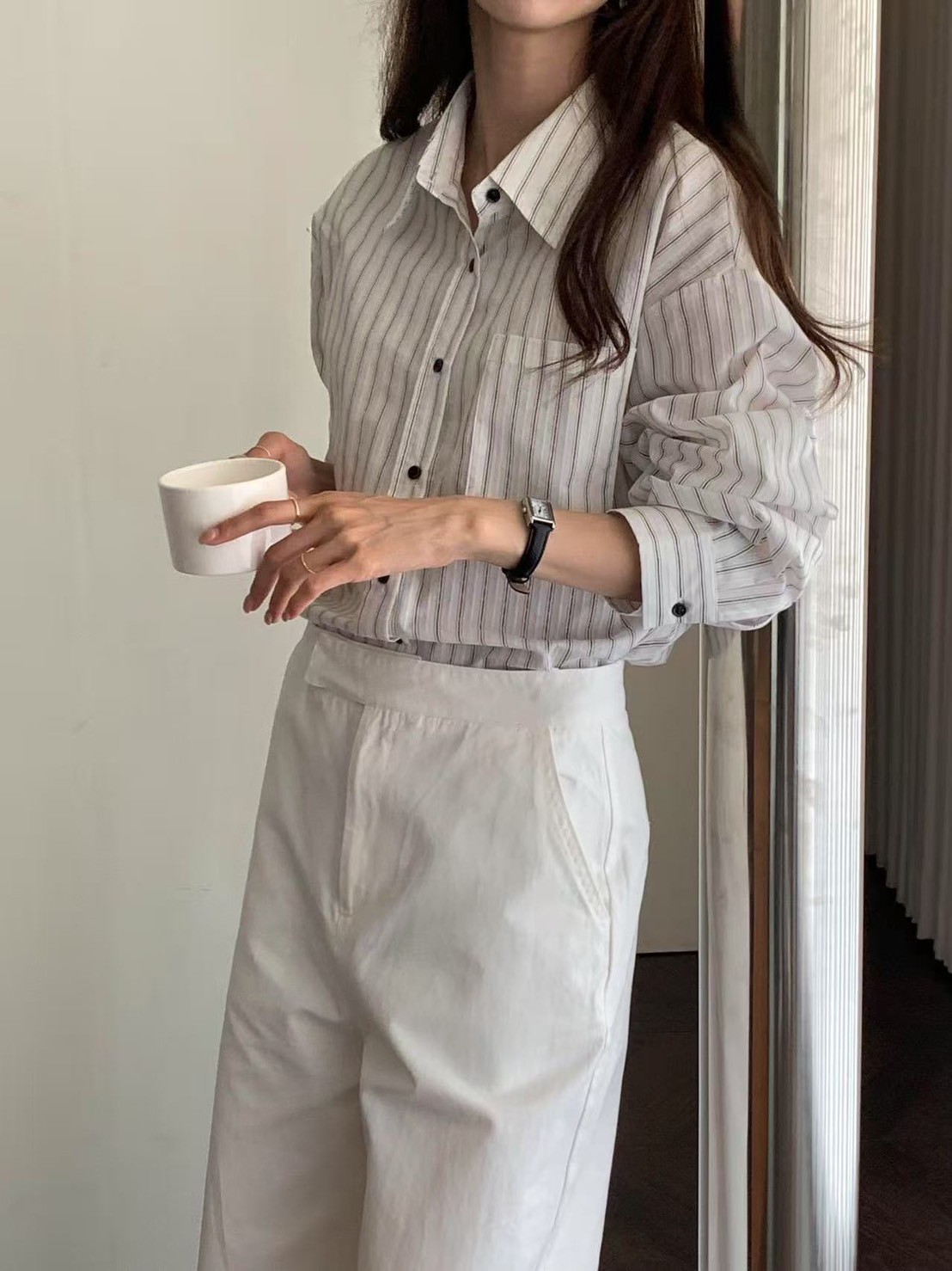 A15.韓國氣質特色條紋襯衫