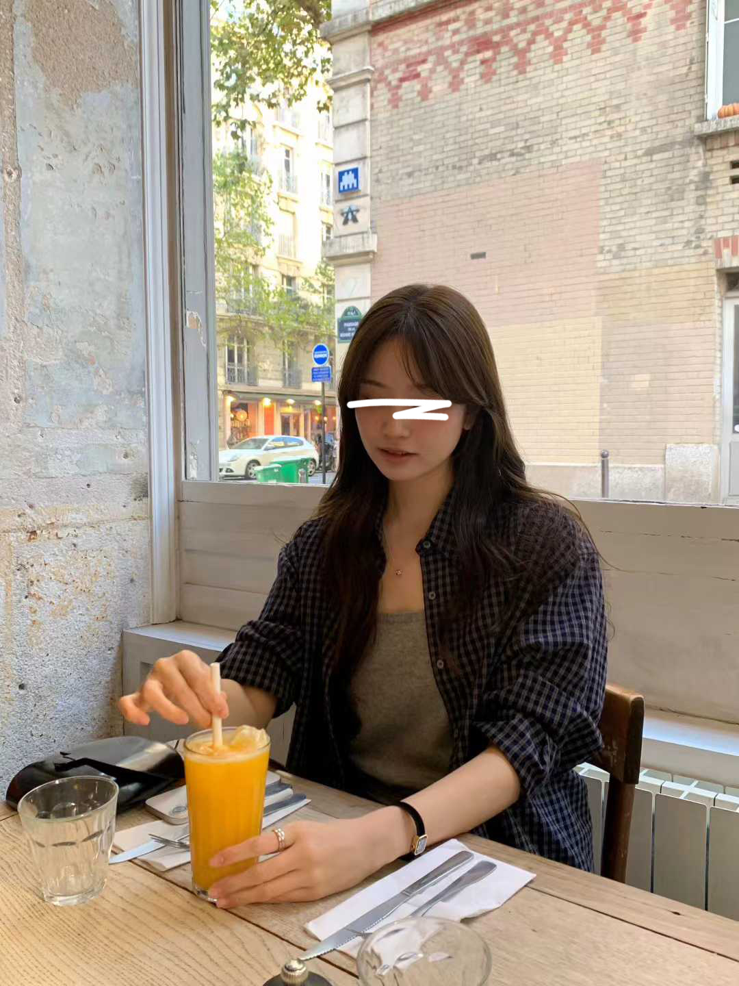 A15.顏值家復古小格襯衫