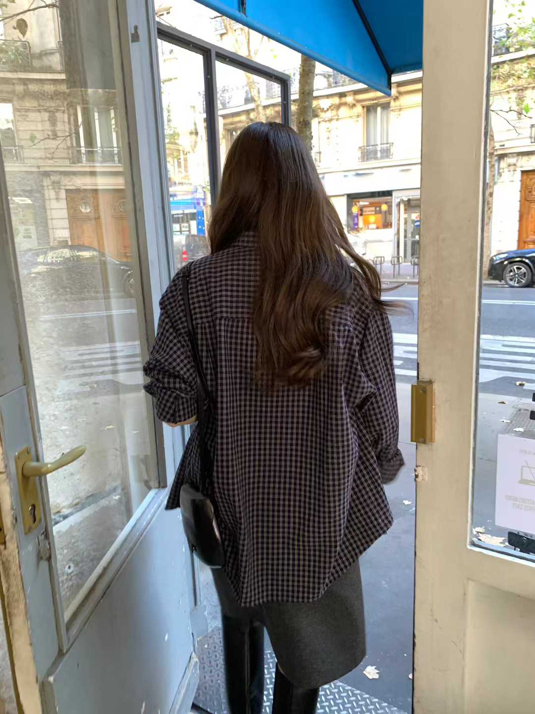 A15.顏值家復古小格襯衫