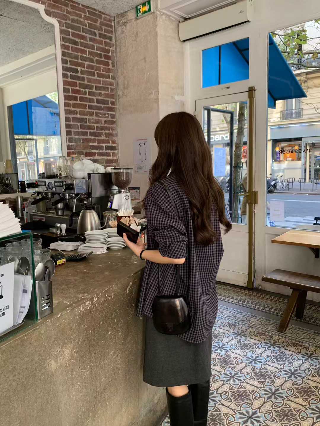 A15.顏值家復古小格襯衫