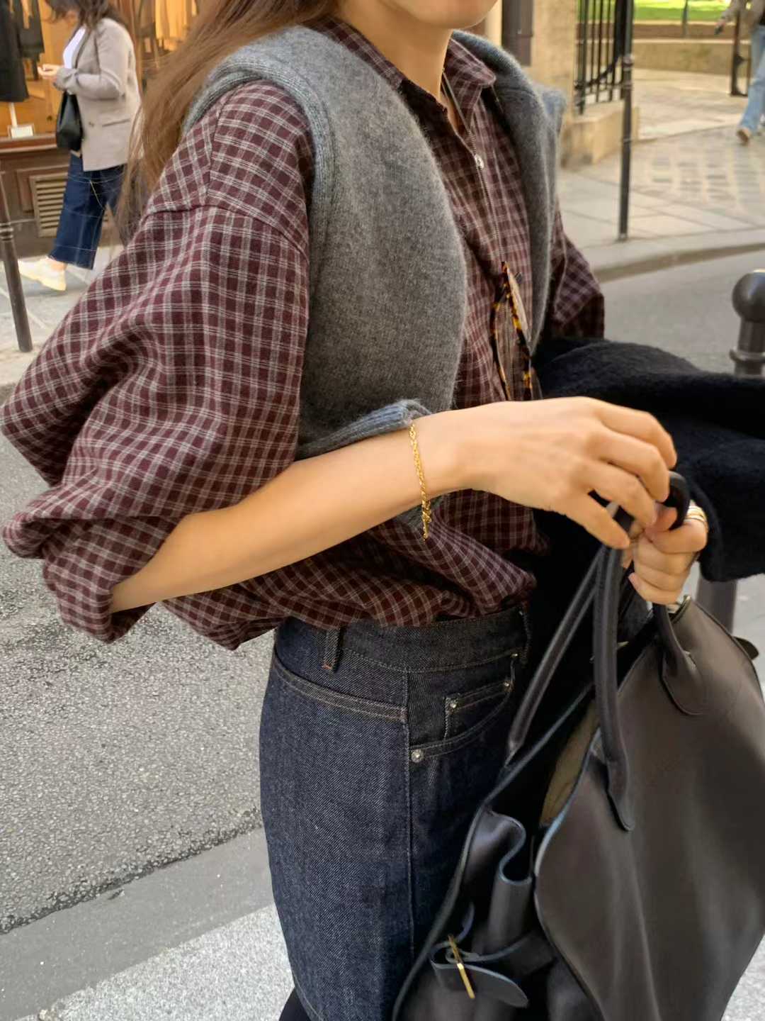 A15.顏值家復古小格襯衫