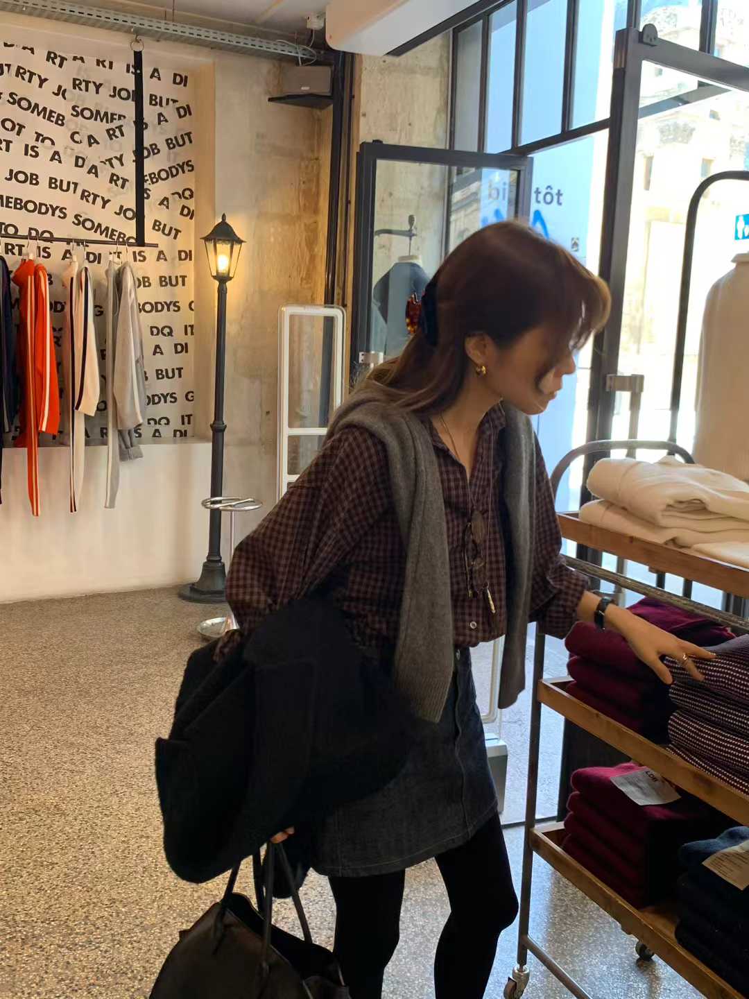 A15.顏值家復古小格襯衫