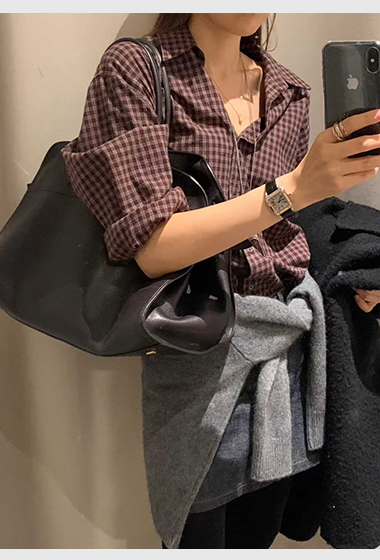 A15.顏值家復古小格襯衫