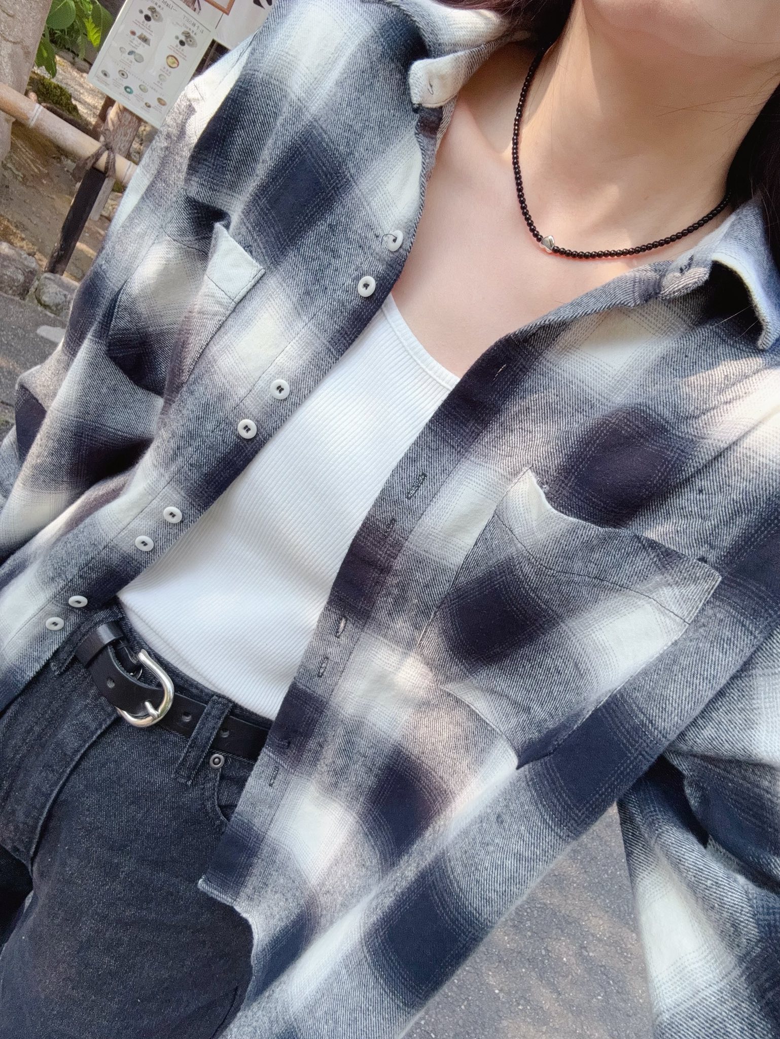 亮色暈染大格紋襯衫