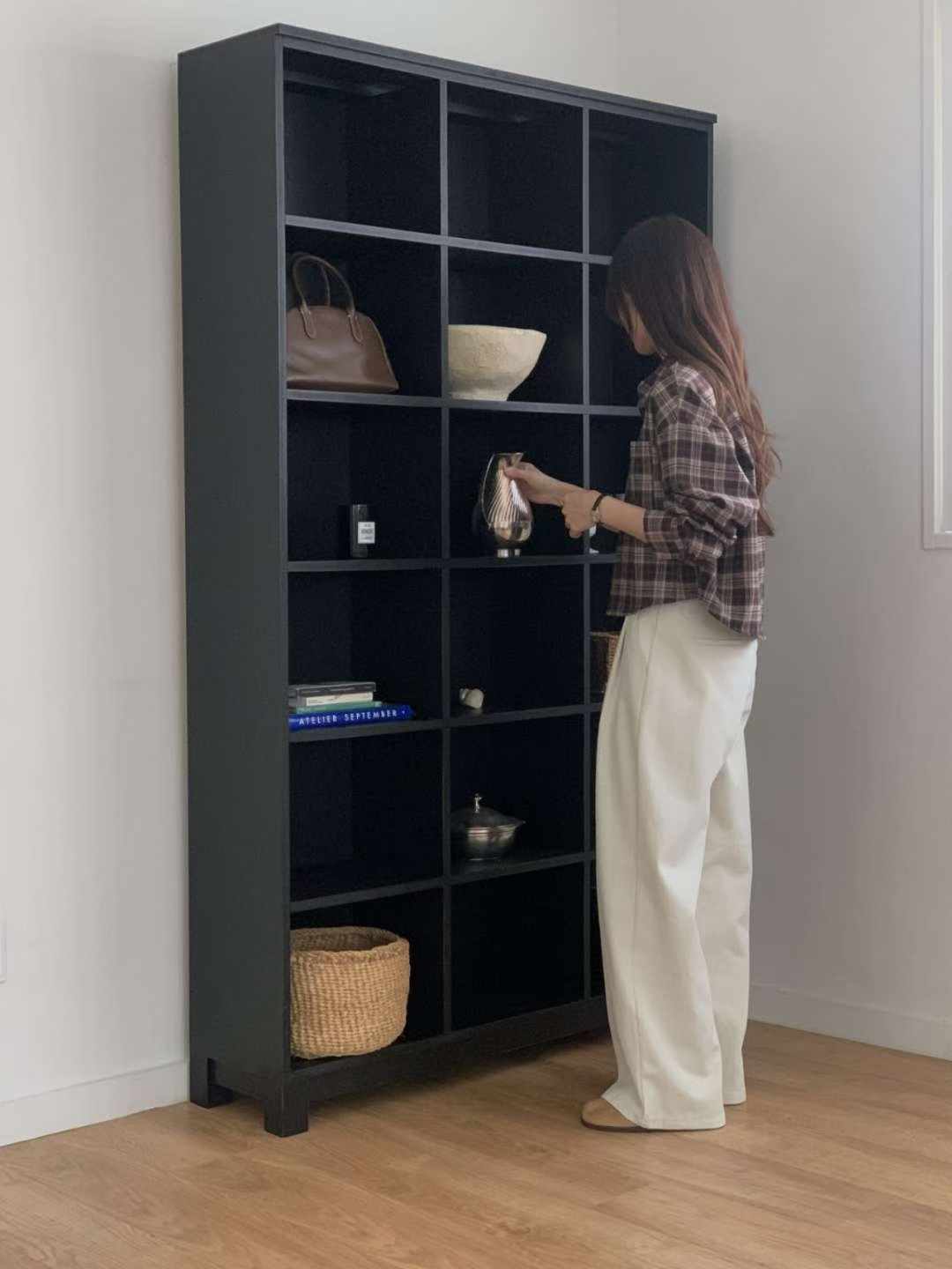 小臉歐膩復古中格磨毛襯衫