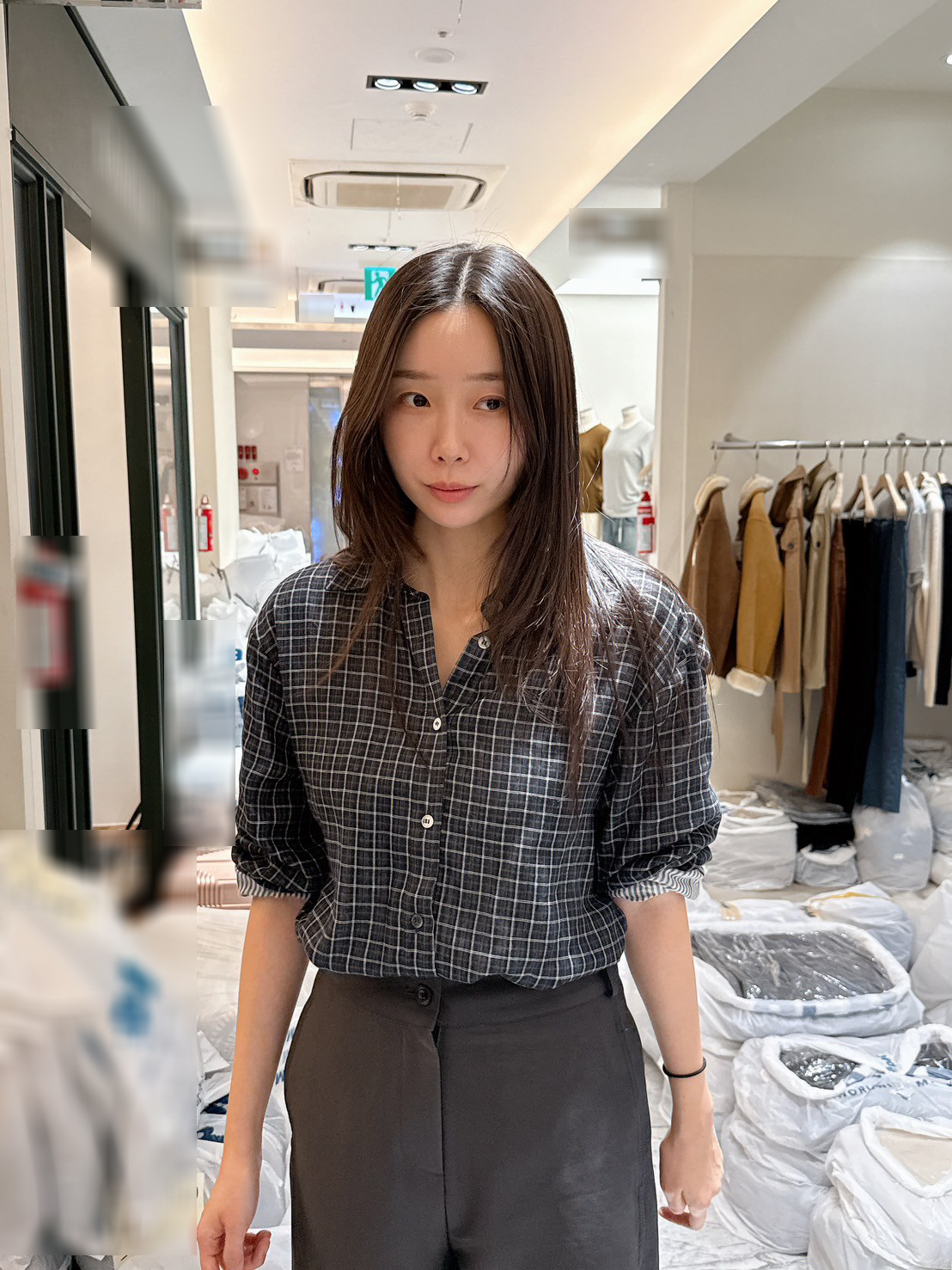 A13.高級滿分純棉細小格襯衫