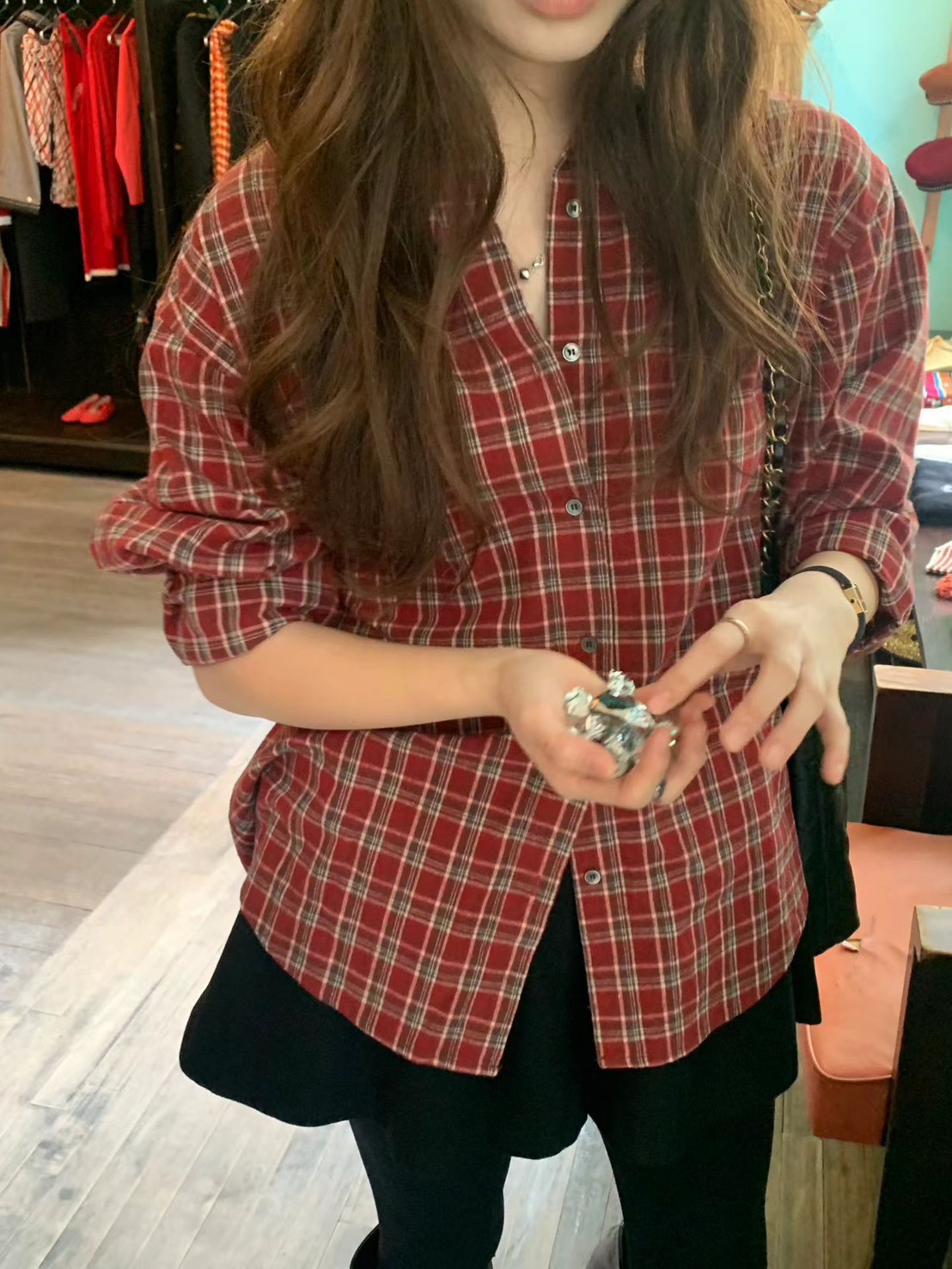 C42.顏值家節慶氛圍格紋襯衫