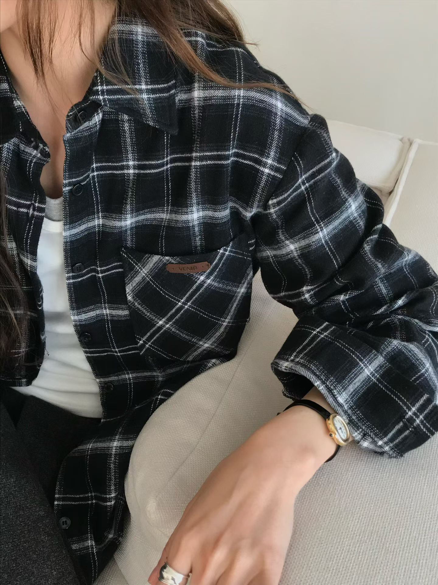 A78.英倫女孩冬季格紋絨襯衫