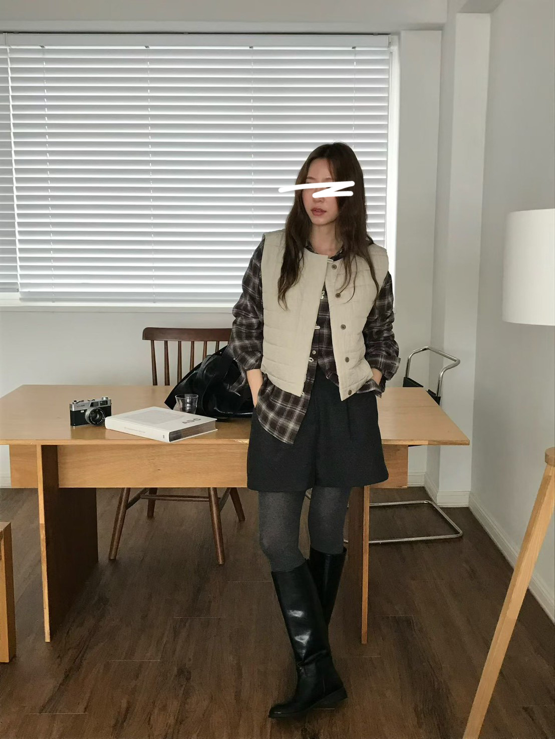 A78.英倫女孩冬季格紋絨襯衫