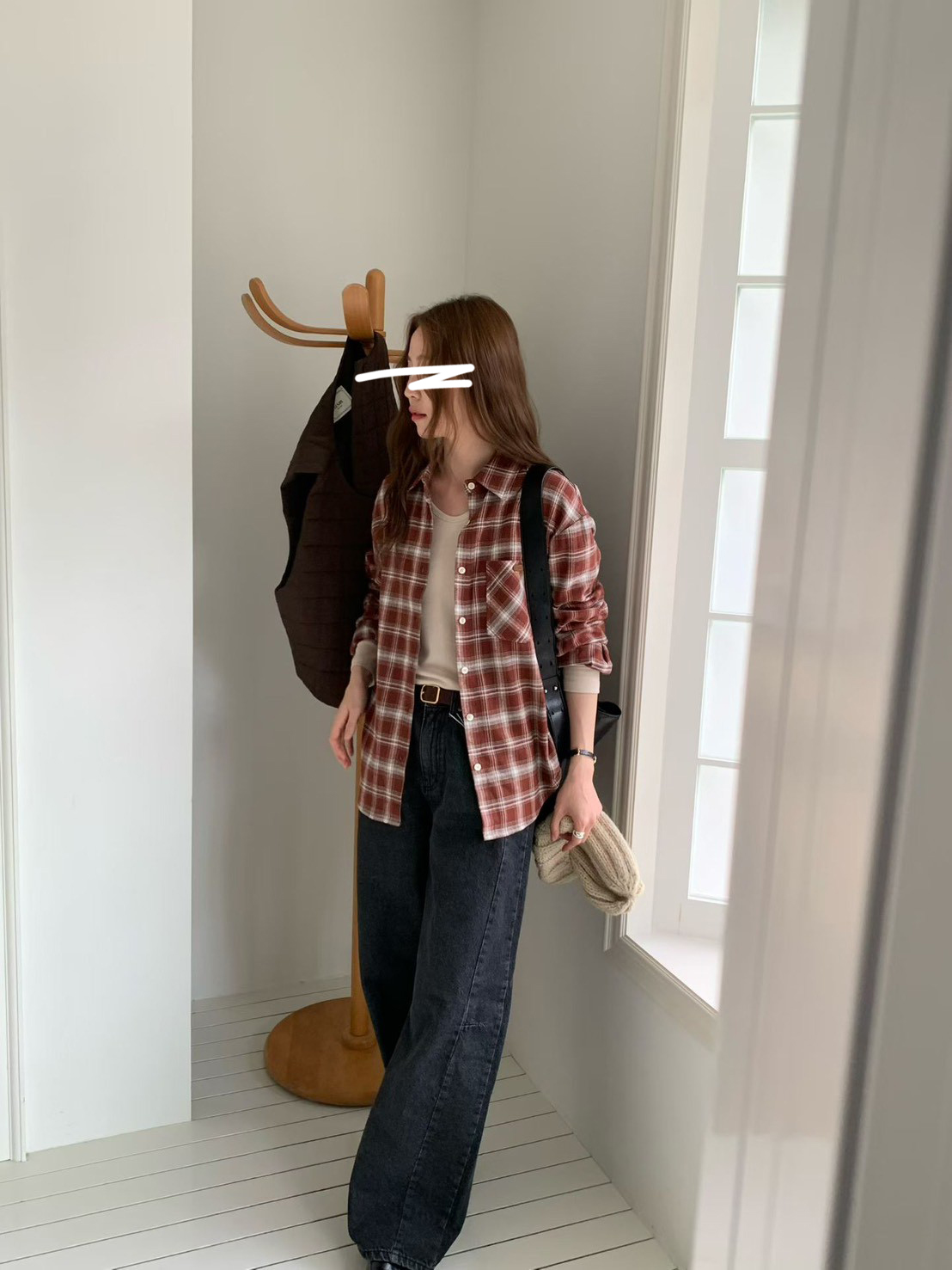 A78.英倫女孩冬季格紋絨襯衫