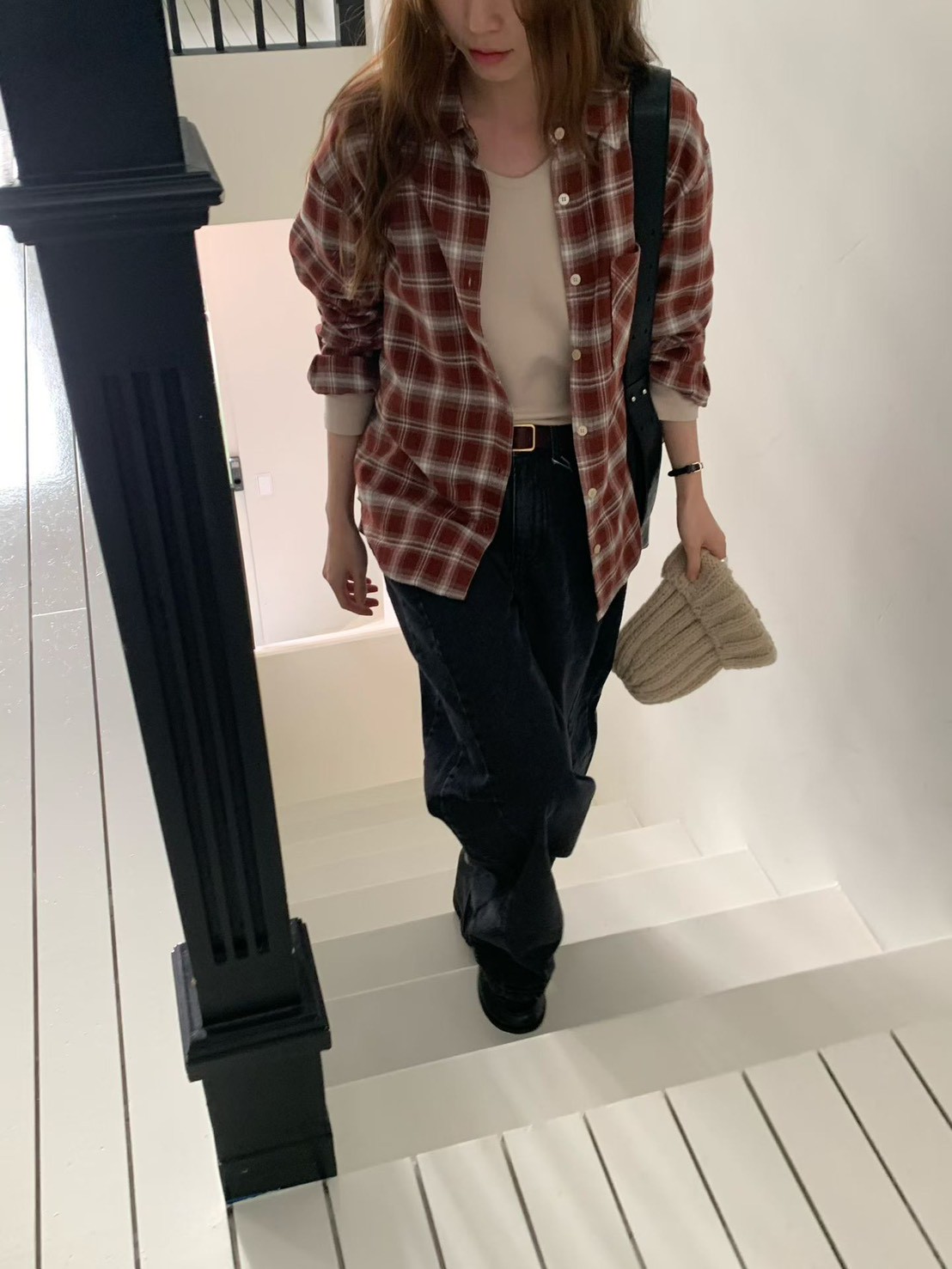 A78.英倫女孩冬季格紋絨襯衫