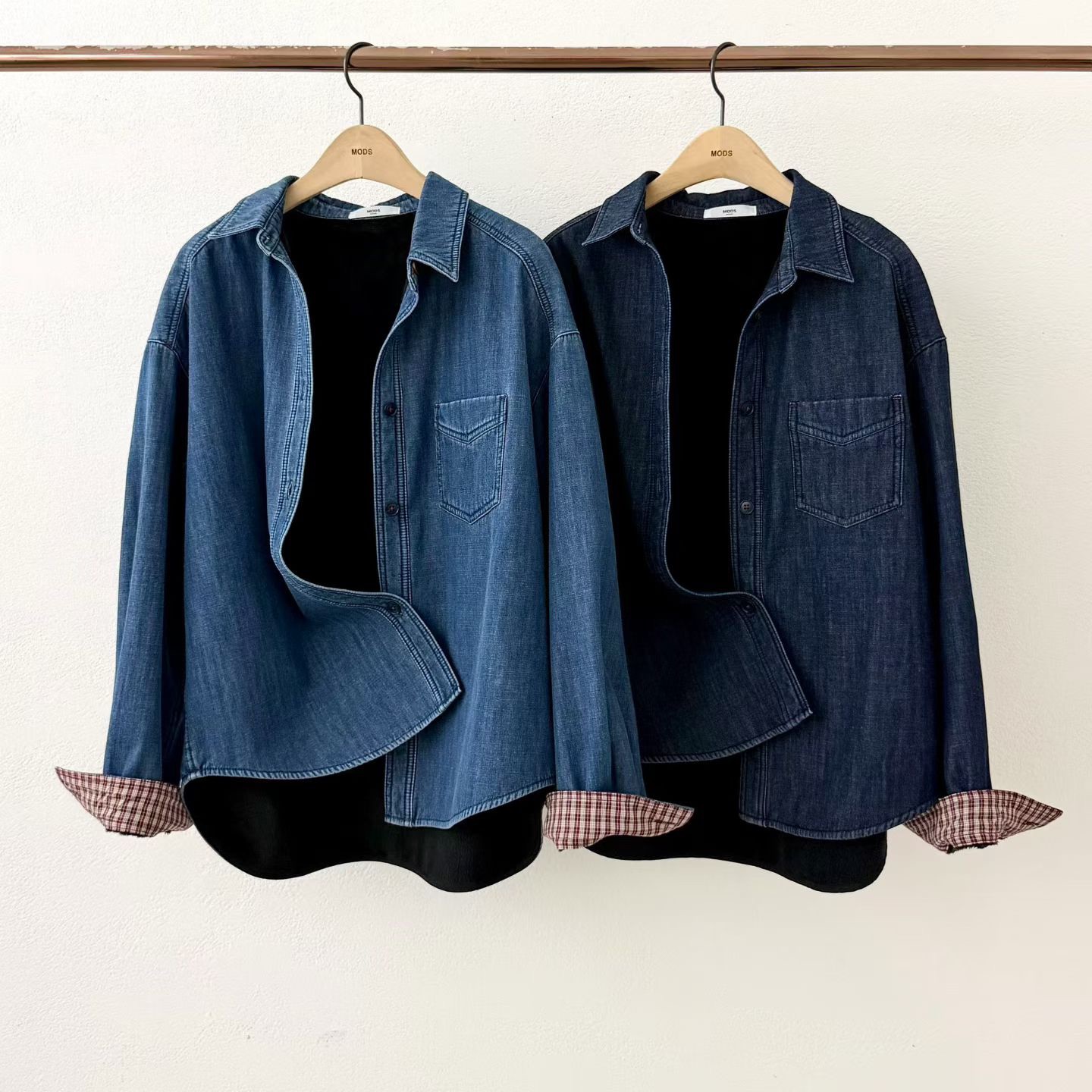 B93.保暖內刷舒棉絨牛仔襯衫