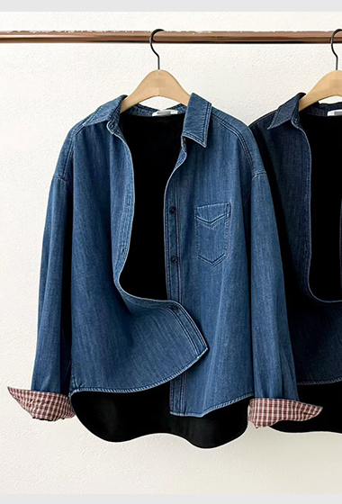 B93.保暖內刷舒棉絨牛仔襯衫