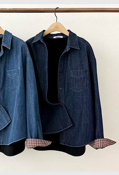 B93.保暖內刷舒棉絨牛仔襯衫