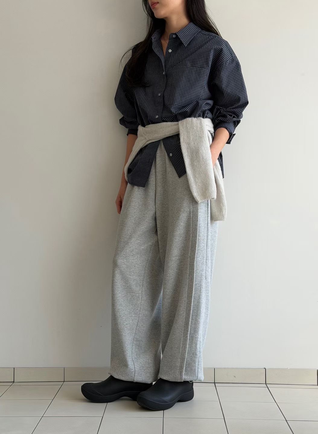 B25.瘦瘦歐膩好感女孩清爽小格紋襯衫