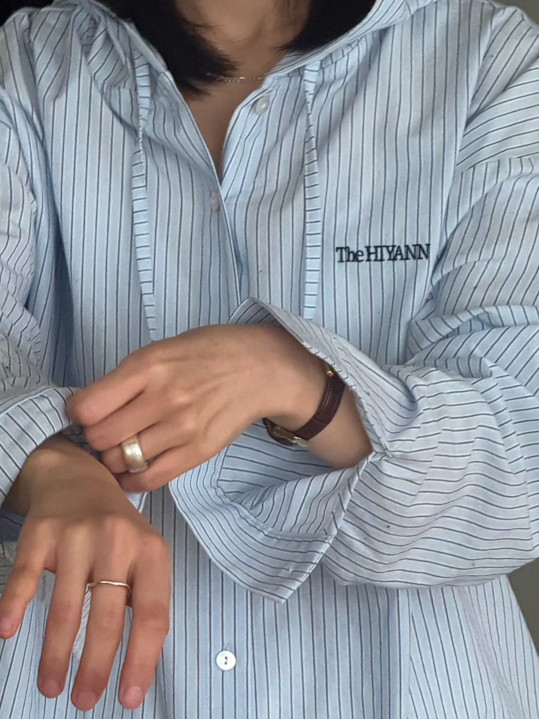 B40.清爽色連帽休閒條紋罩衫