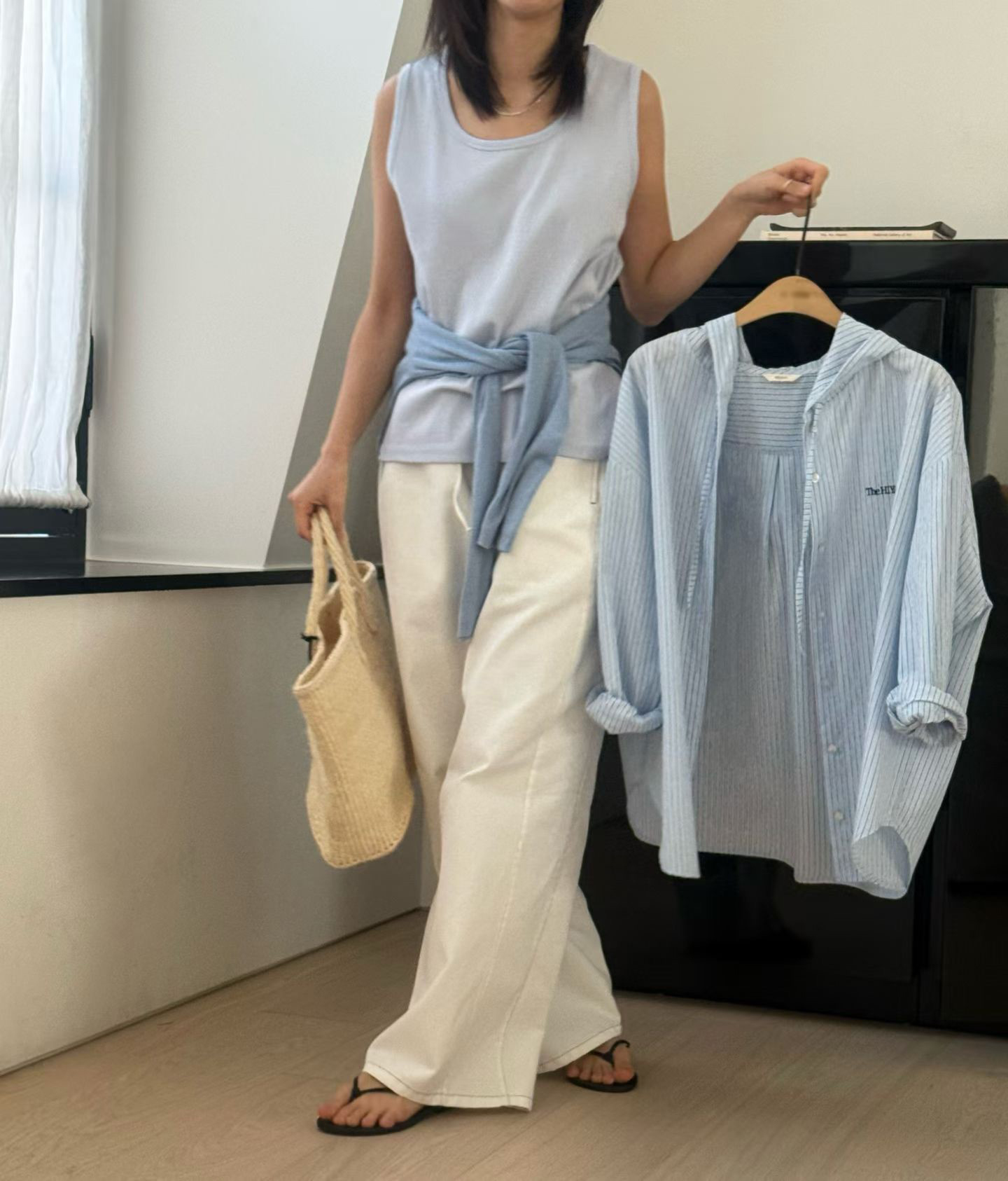 B40.清爽色連帽休閒條紋罩衫