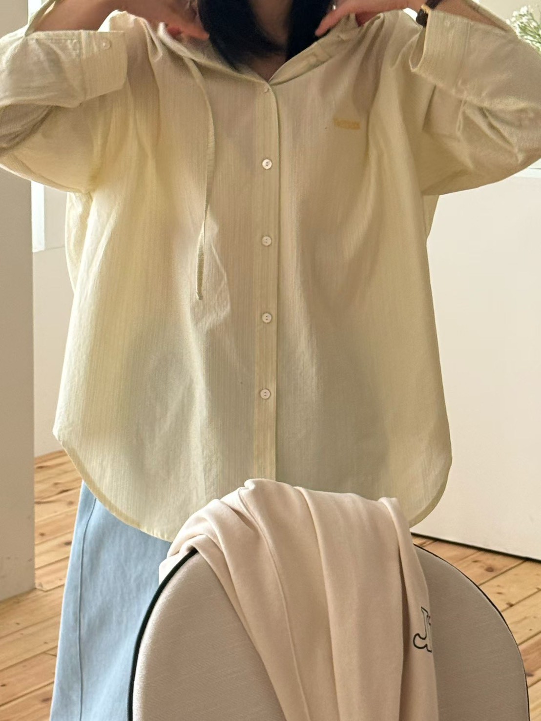 B40.清爽色連帽休閒條紋罩衫