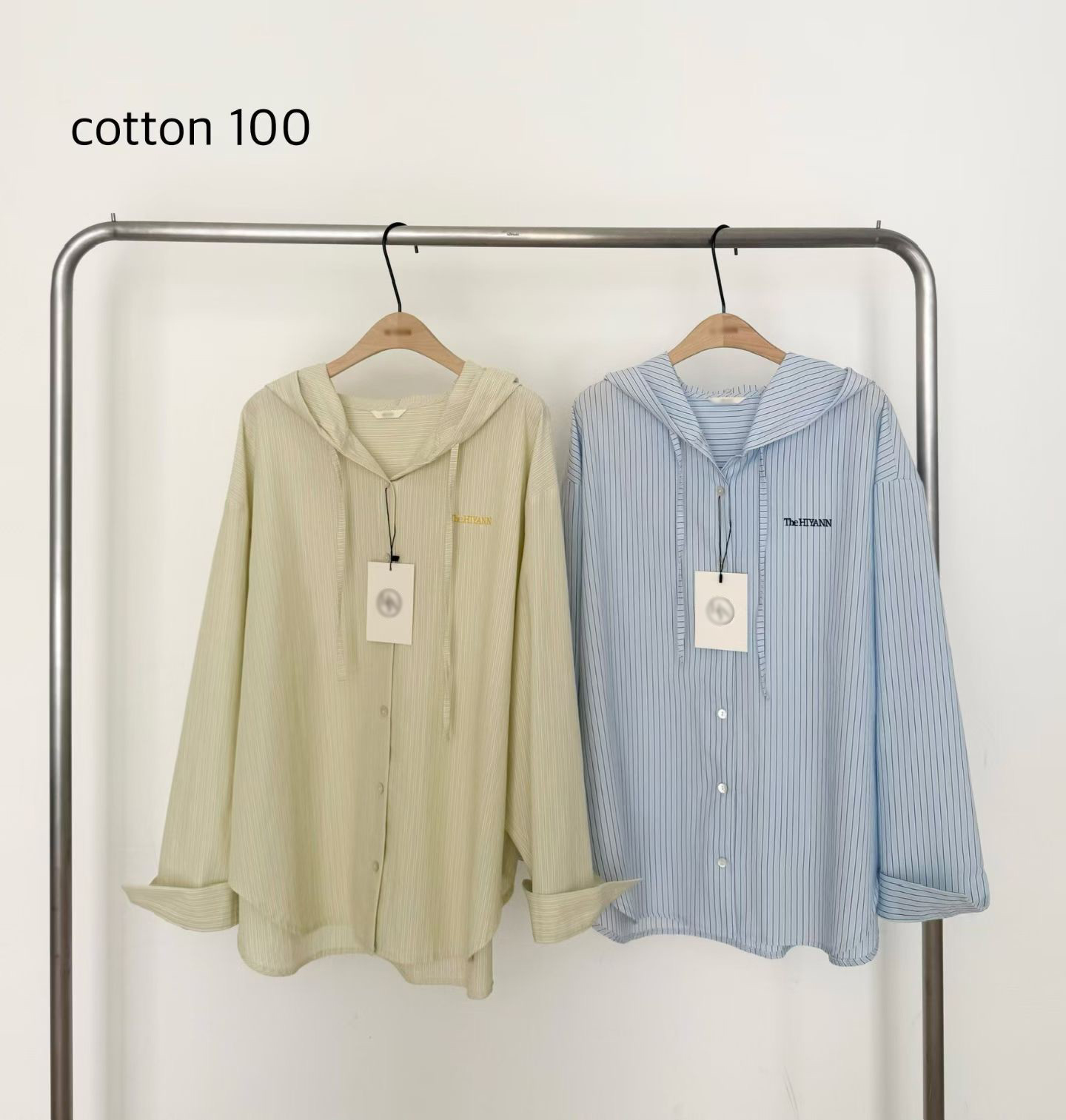 B40.清爽色連帽休閒條紋罩衫