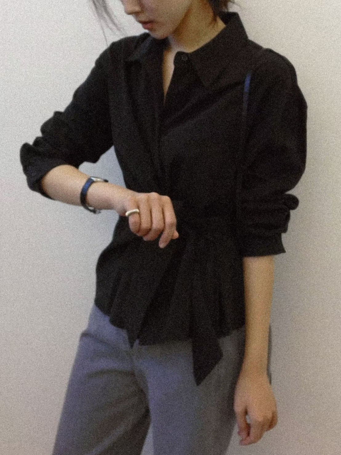 B50.質感家收腰綁袋造型襯衫