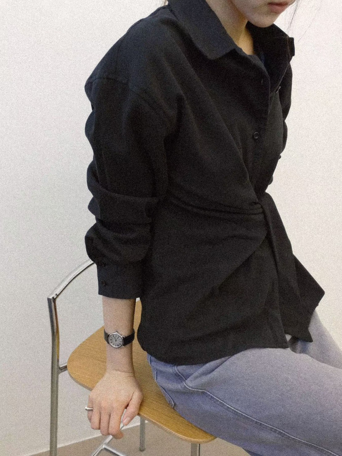 B50.質感家收腰綁袋造型襯衫