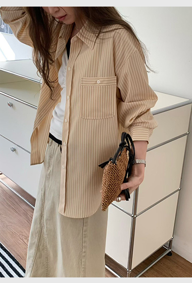 B63.元氣粉彩直條紋襯衫