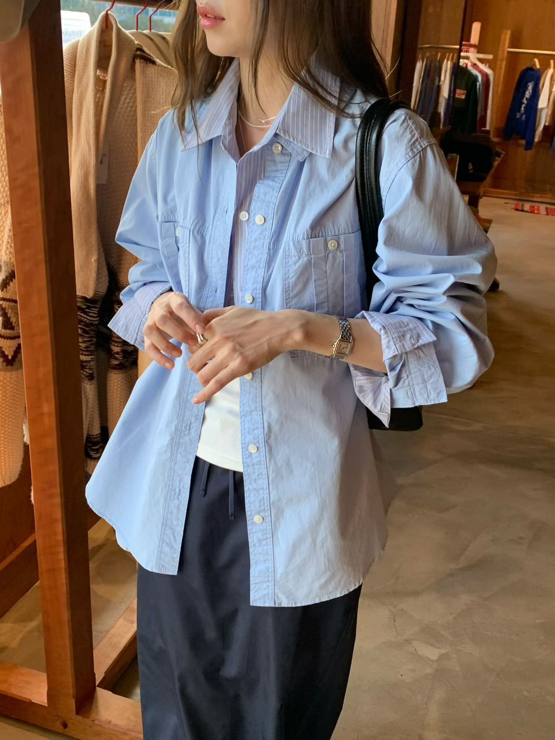 B64.人氣甜美糖果色襯衫