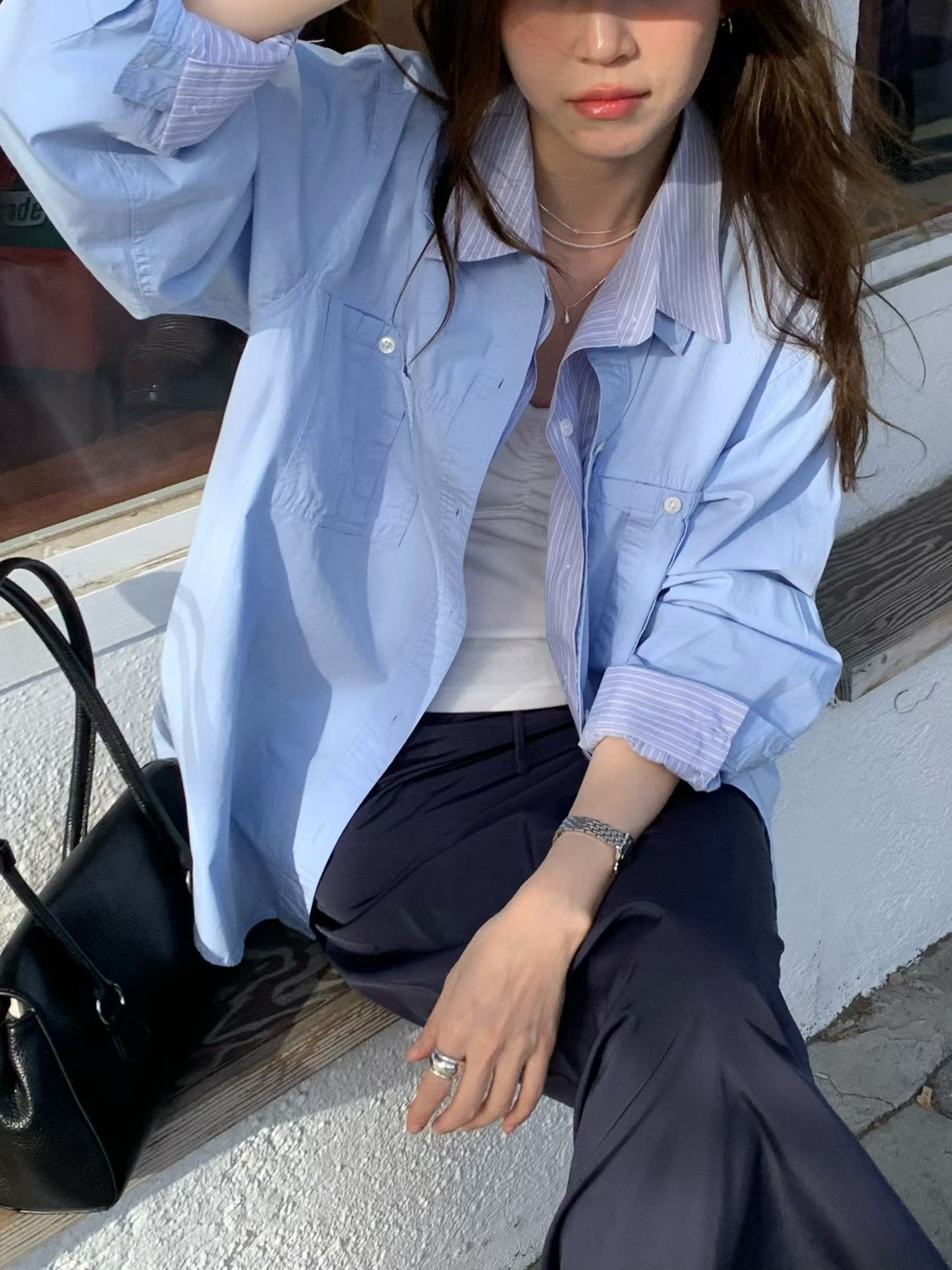 B64.人氣甜美糖果色襯衫